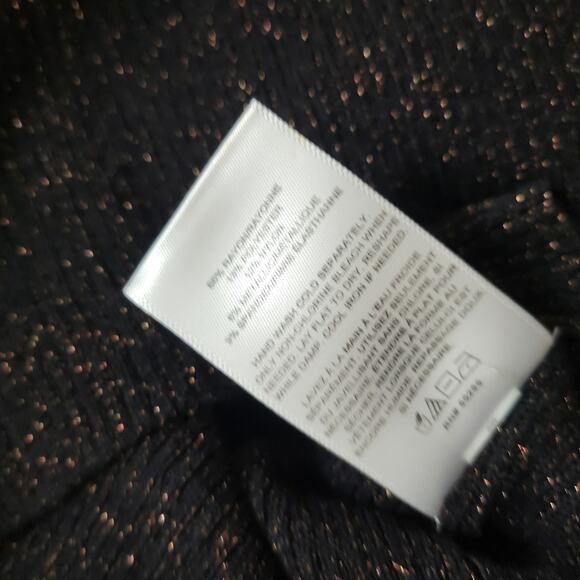 Express Turtleneck Sweater Womens Medium Black Metallic Ribbed Knit - Picture 5 of 7